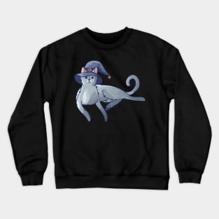 Witch Blue Cat with Hat - Halloween Cat Design - Cat Lovers Design Crewneck Sweatshirt